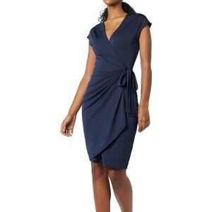 💙 Amazon Essentials Navy Wrap Dress – Size Large – NWT
